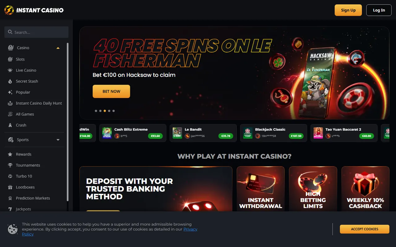 Screenshot of Instant Casino