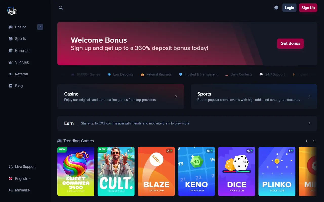 Screenshot of JacksClub