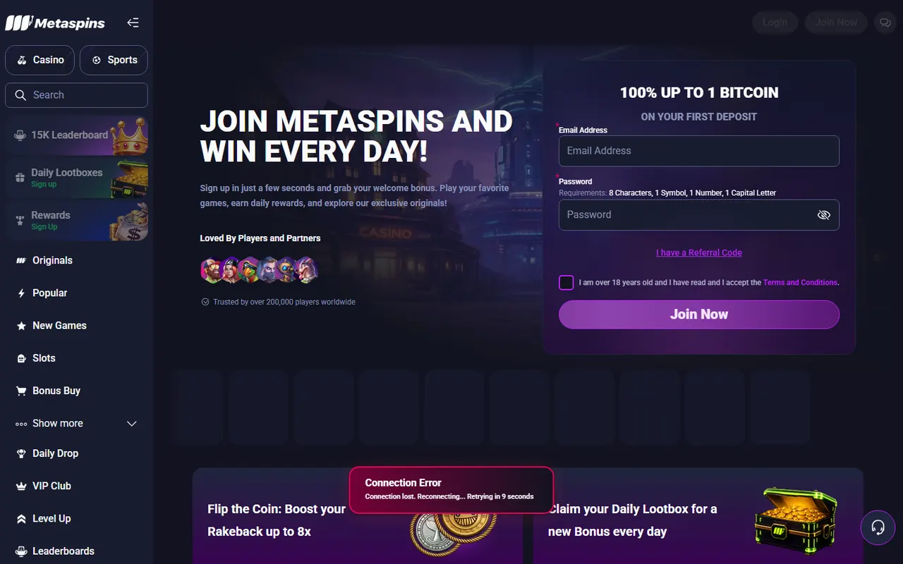 Screenshot of Metaspins