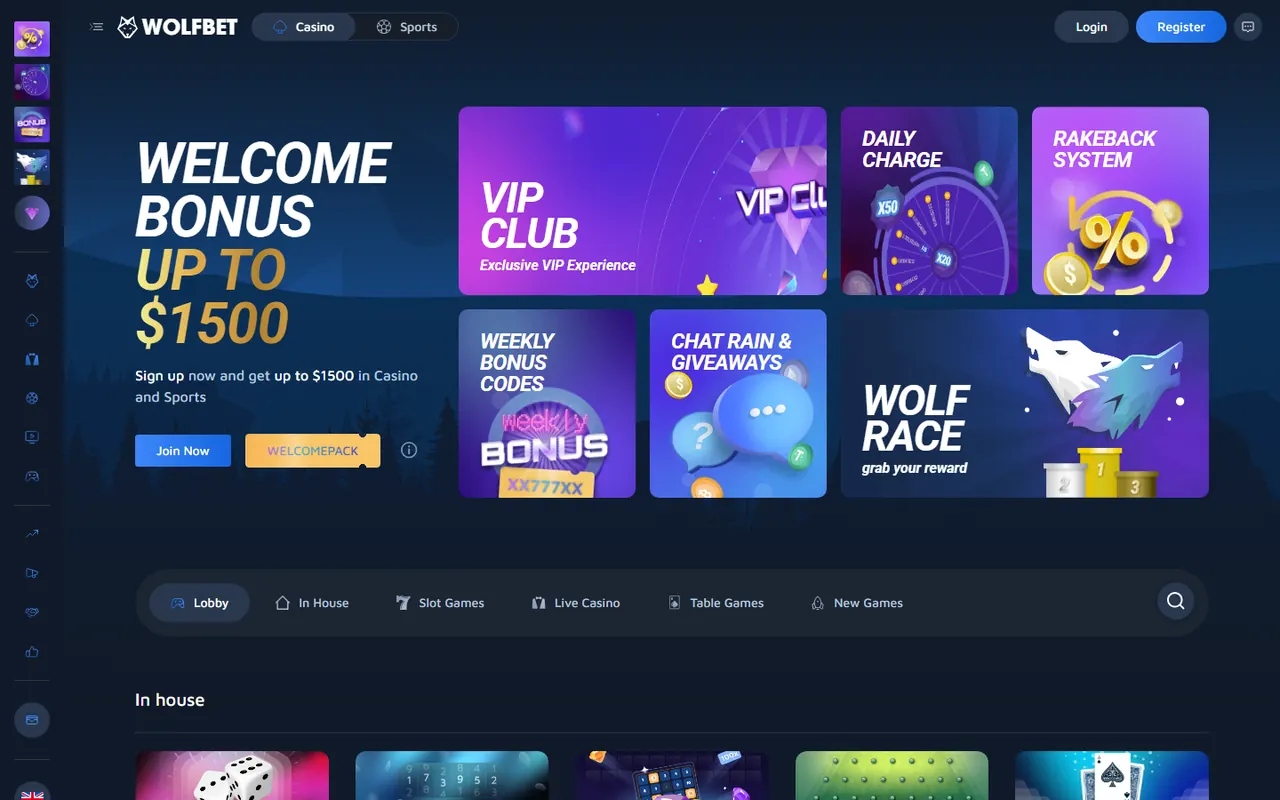 Screenshot of Wolf.bet